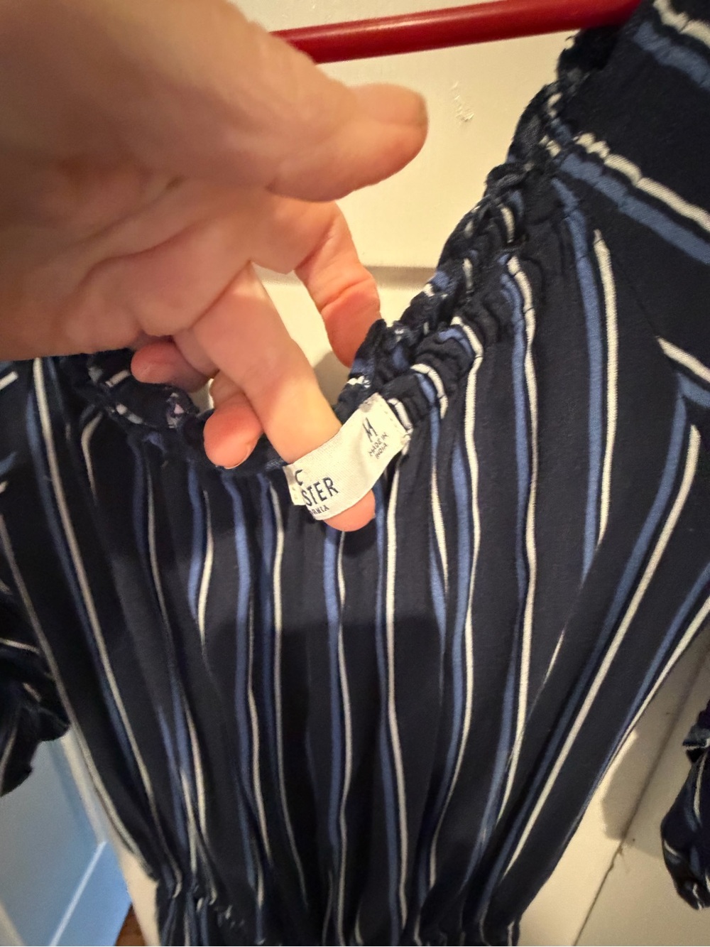 Hollister Navy Blue Striped One-Shoulder Jumpsuit, M, NWOT - Picture 2 of 9